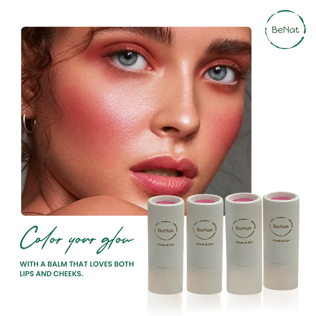 BeNat Lip & Cheek Bloom. 2 in 1 Natural Lipstick for Vibrant Color.