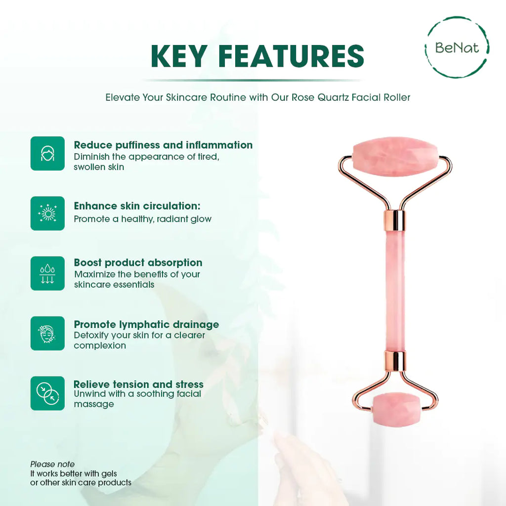 BeNat Rose Quartz Face Roller