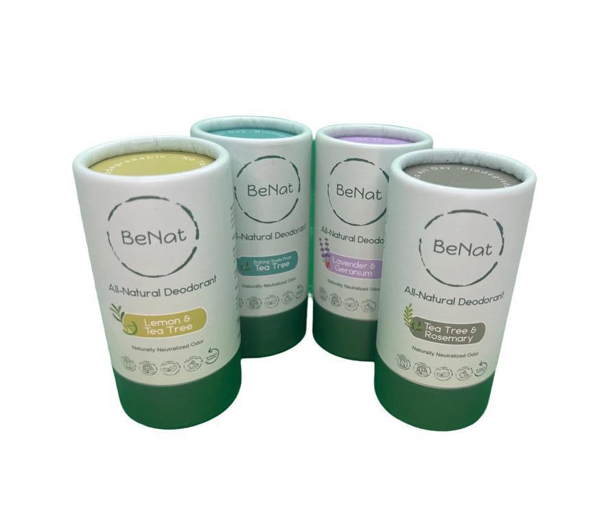 BeNat All Natural, Plastic-Free Deodorants - 2 Pack
