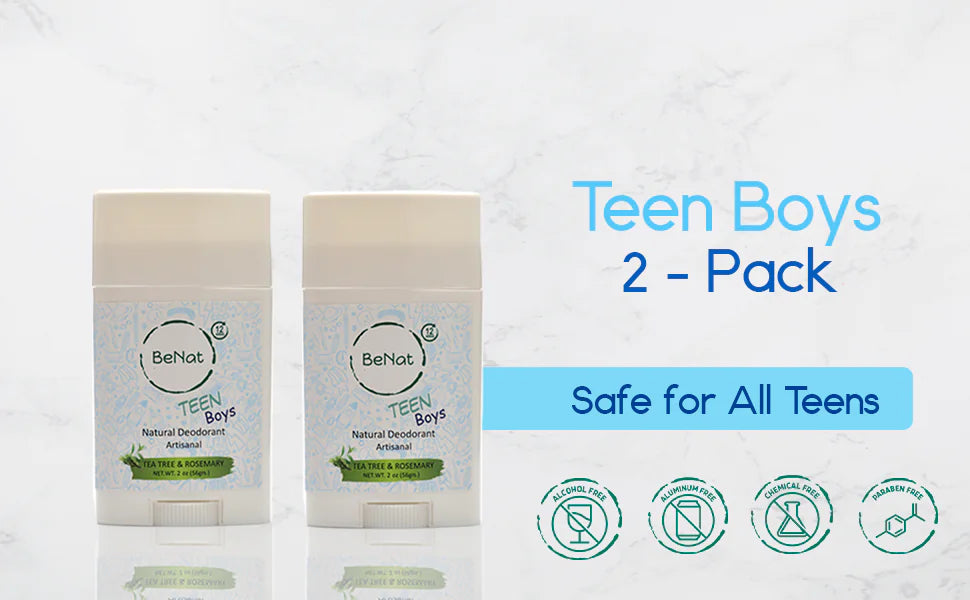 BeNat 2-Pack all-Natural Deodorants for Kids & Teens