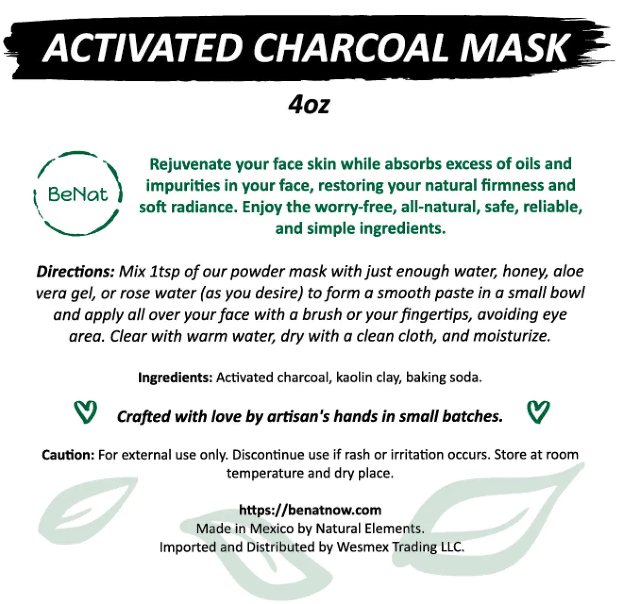 Masque au Charbon Actif BeNat
