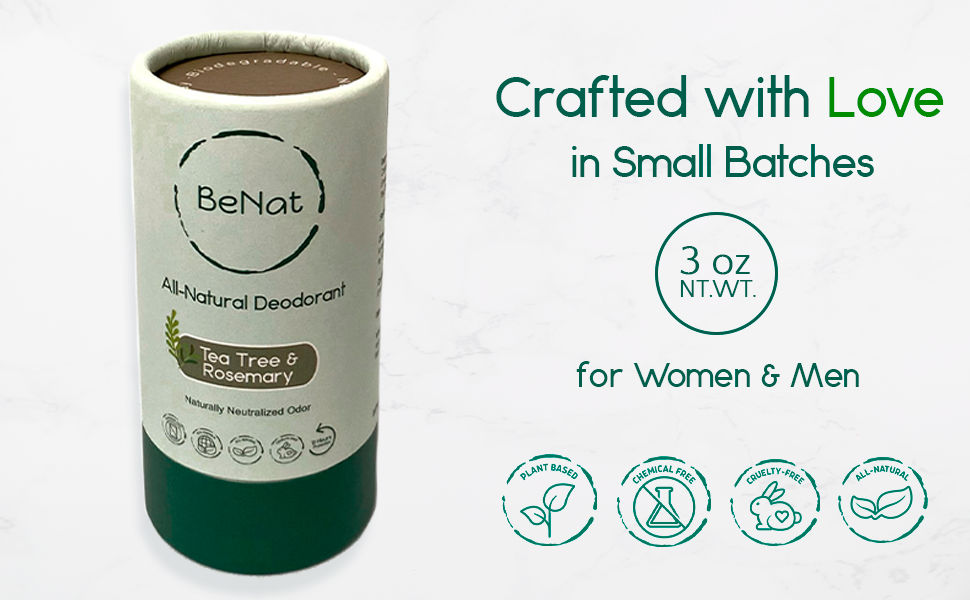 BeNat All Natural, Plastic-Free Deodorants - 2 Pack