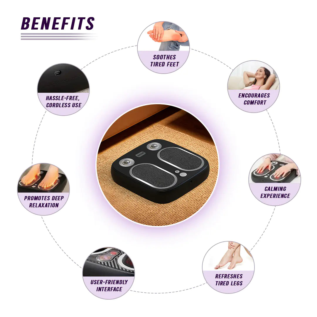 Masseur de pieds BeNat anti-stress et anti-douleur avec chaleur - Tissus profonds, circulation et relaxation