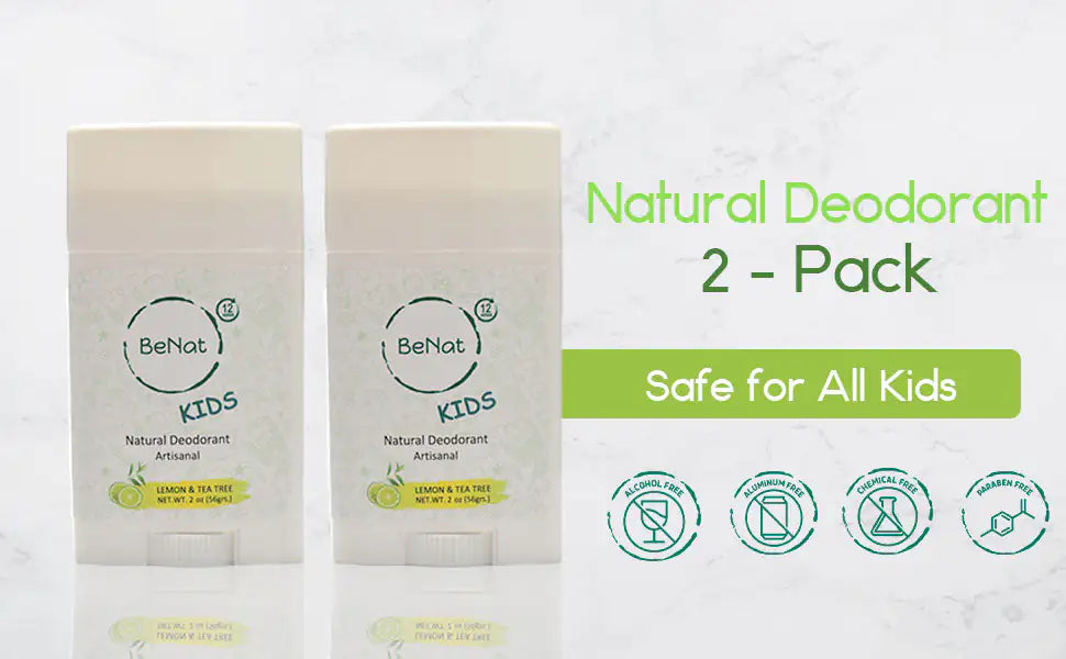 BeNat 2-Pack all-Natural Deodorants for Kids & Teens
