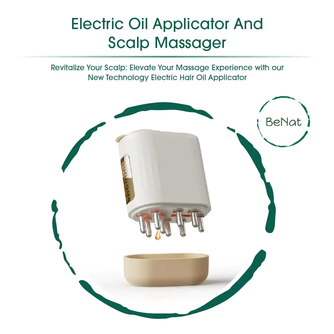 Applicateur d'Huile Électrique et Masseur Capillaire Vibrant 2 en 1 BeNat.