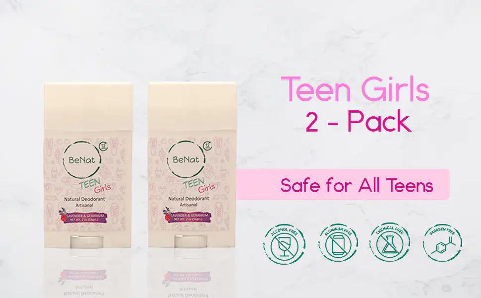 BeNat 2-Pack all-Natural Deodorants for Kids & Teens