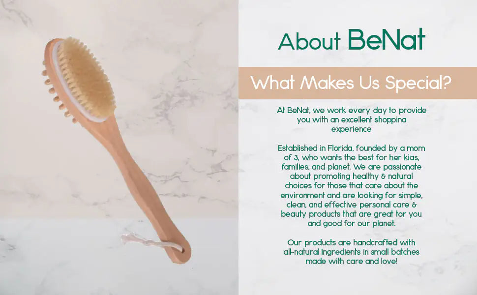 BeNat Brosse de massage pour le corps et le bain