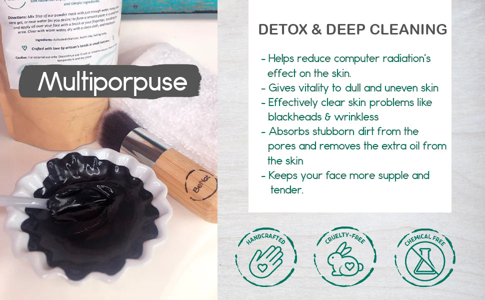 BeNat 2-pack Activated Charcoal Facial Mask
