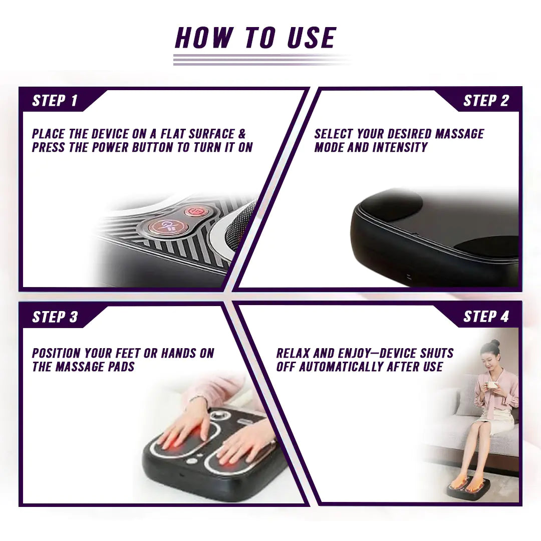 BeNat Stress & Pain Relief Foot Massager w/Heat- Deep Tissue, Circulation & Relaxing