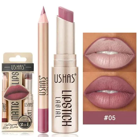 Labial nude mate, a prueba de manchas y resistente al agua