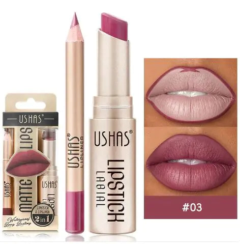 Labial nude mate, a prueba de manchas y resistente al agua