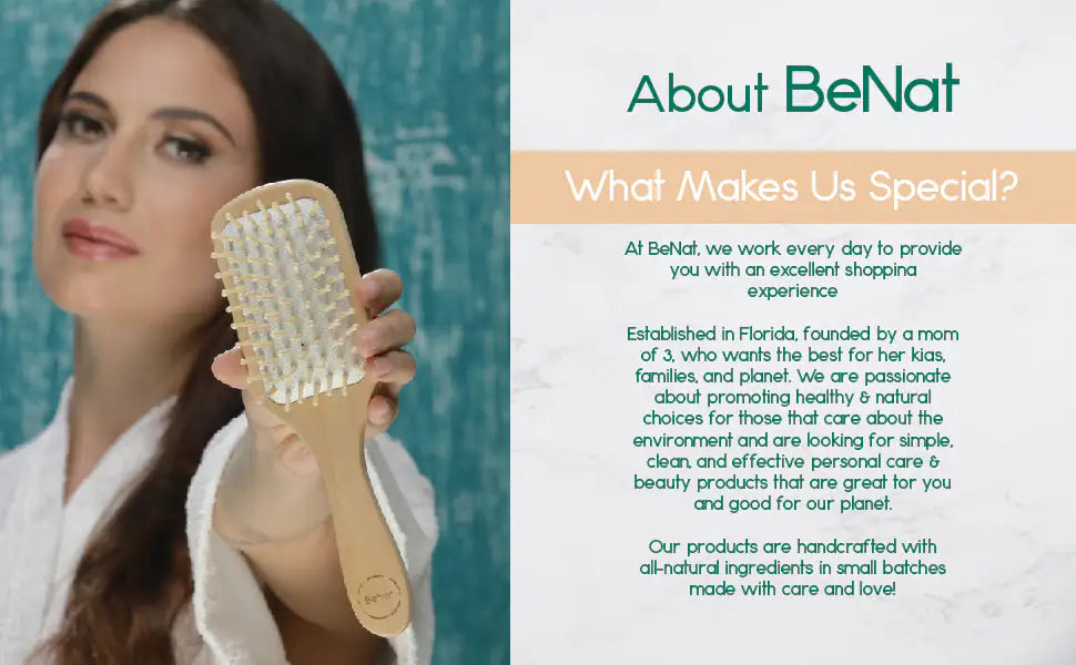 Brosse à Cheveux Démêlante en Bois BeNat