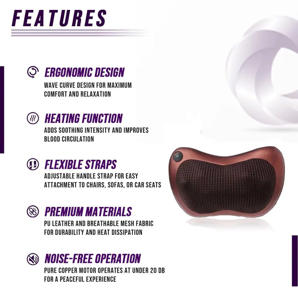 BeNat Back and Neck Massage Pillow w/Heat