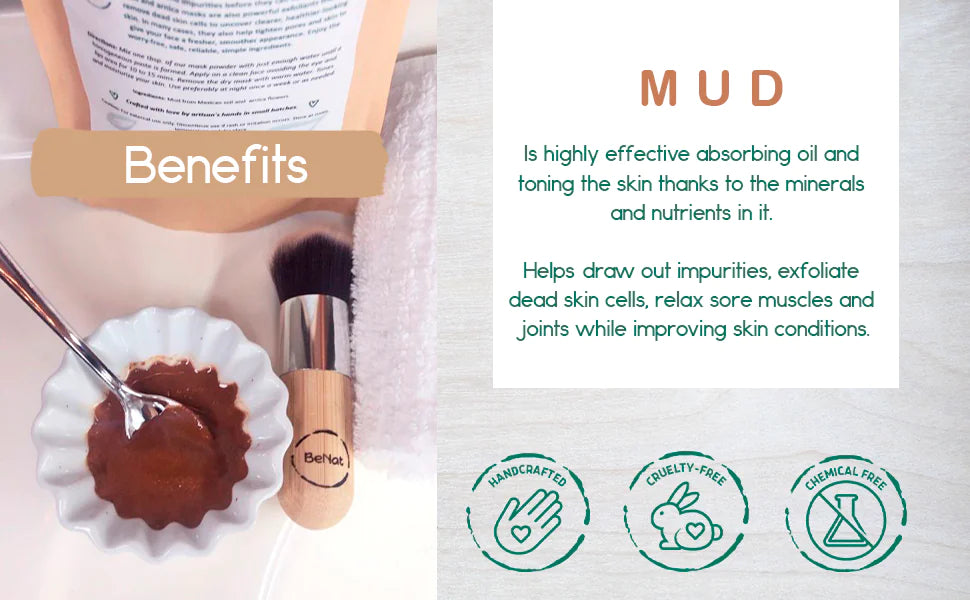 BeNat Activated Charcoal + Mud & Arnica Facial Masks Bundle