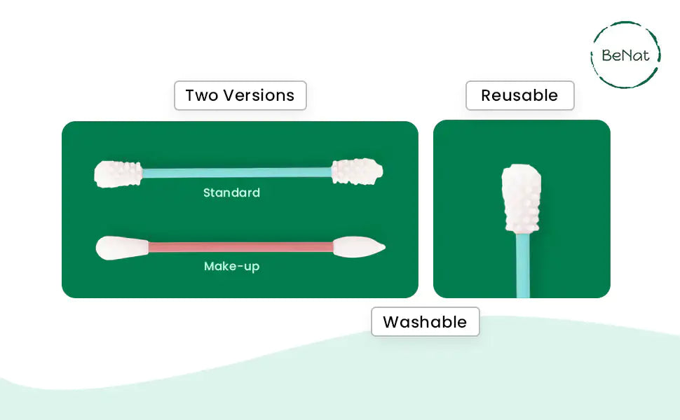 BeNat Reusable Silicone Cotton Swab -2 Pack