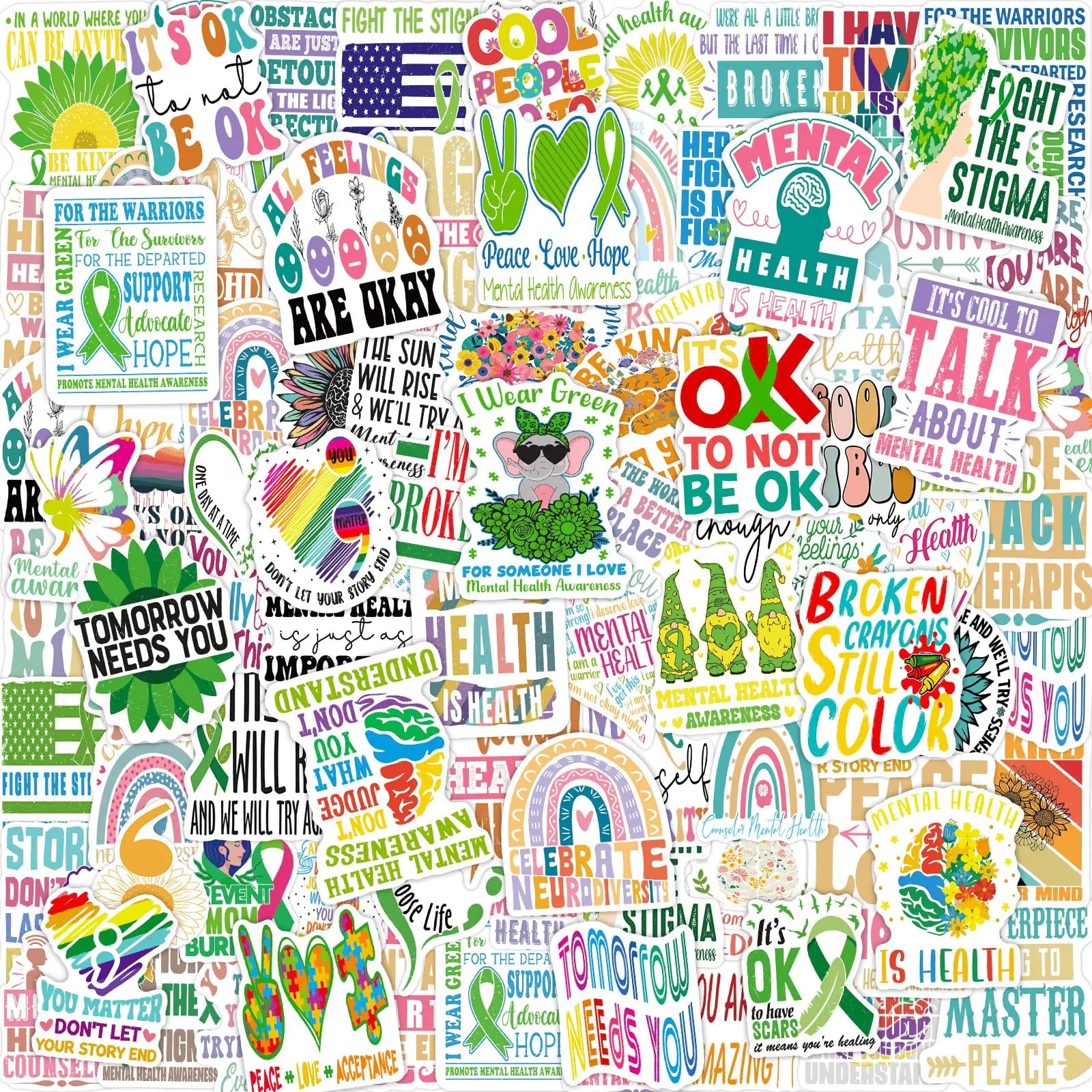 Mental Health Awareness Stickers 100 Pcs Set 1
